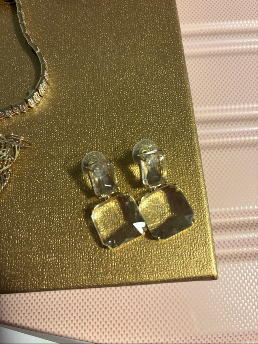 Gold-Tone Clear Crystal Drop Earrings - Women Jewelry
